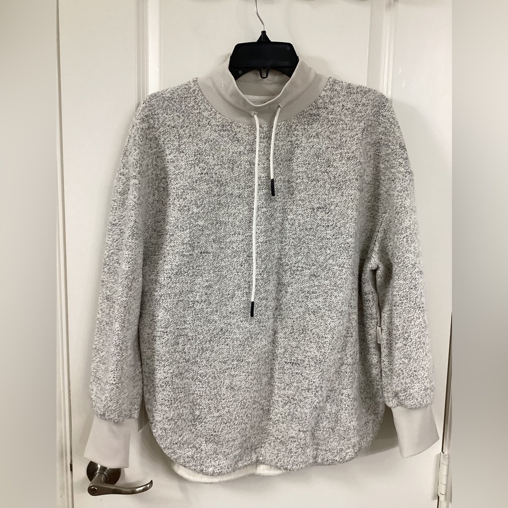 Varley Cream Turtleneck Sweater with Drawstring